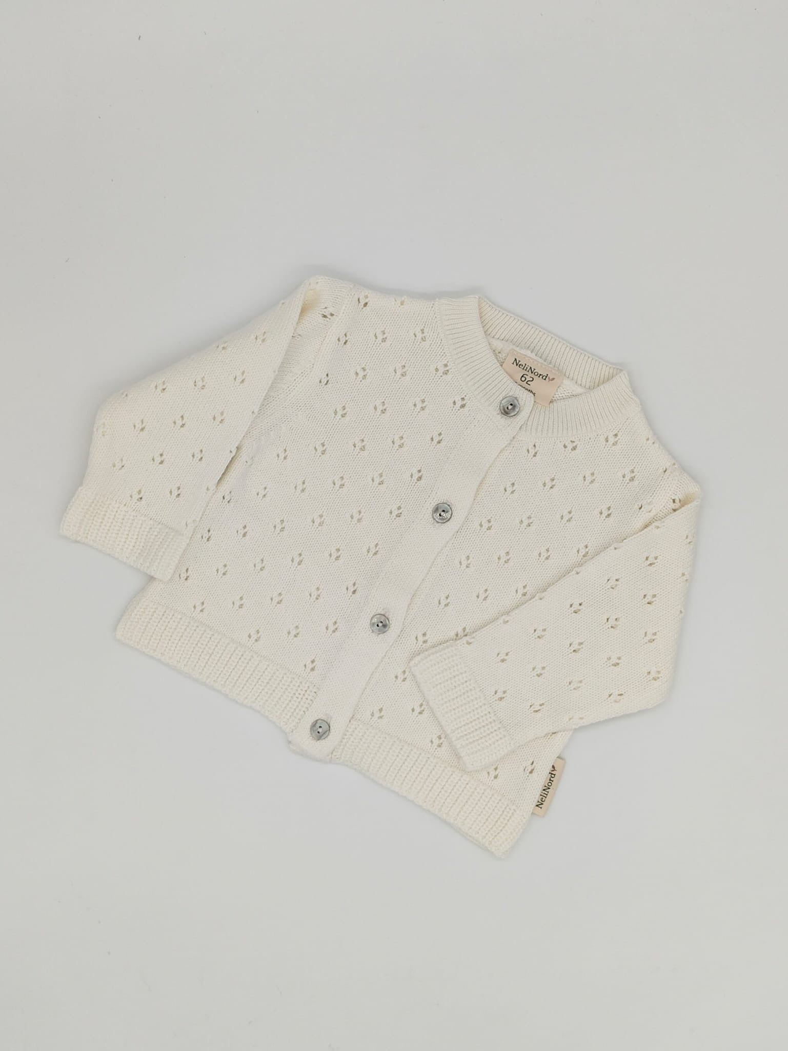 Ribstrikket hulmønster cardigan i bomuld