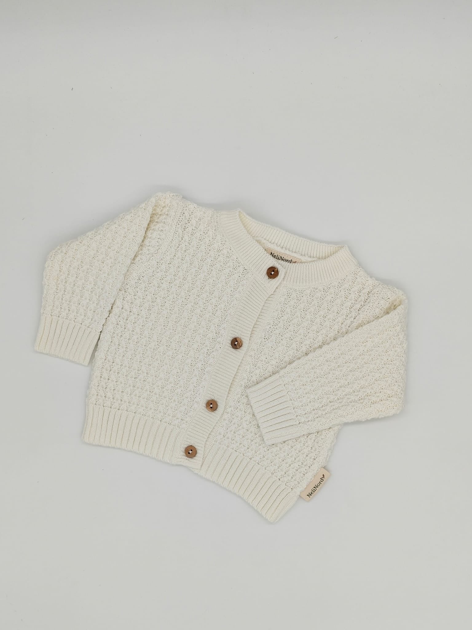 Strikket strukturcardigan i 100% bomuld