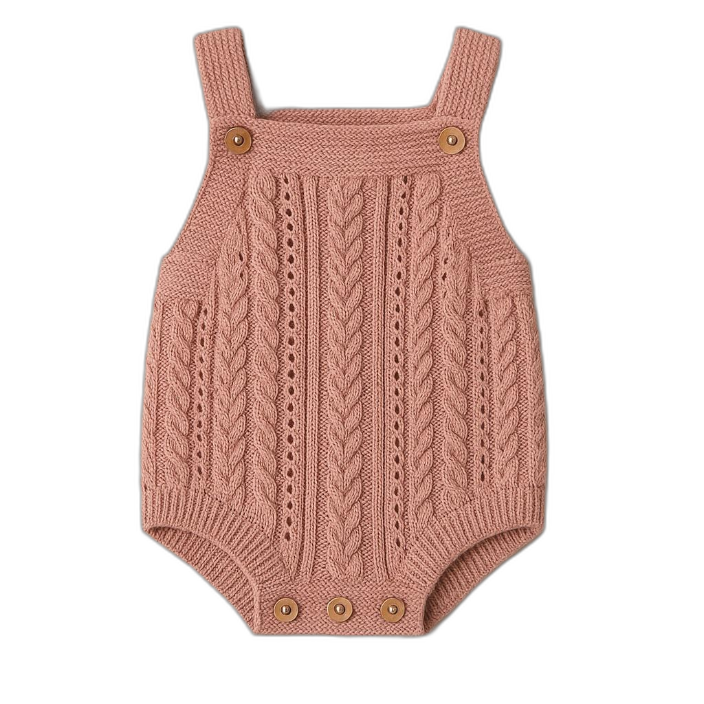 Baby strikromper i bomuld med kabelmønster og knapper fra NeliNord