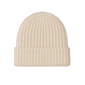 Ribstrikket babyhue i cremefarvet bomuld – Babytøj NeliNord