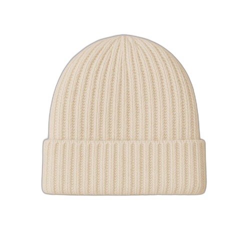 Ribstrikket babyhue i cremefarvet bomuld – Babytøj NeliNord