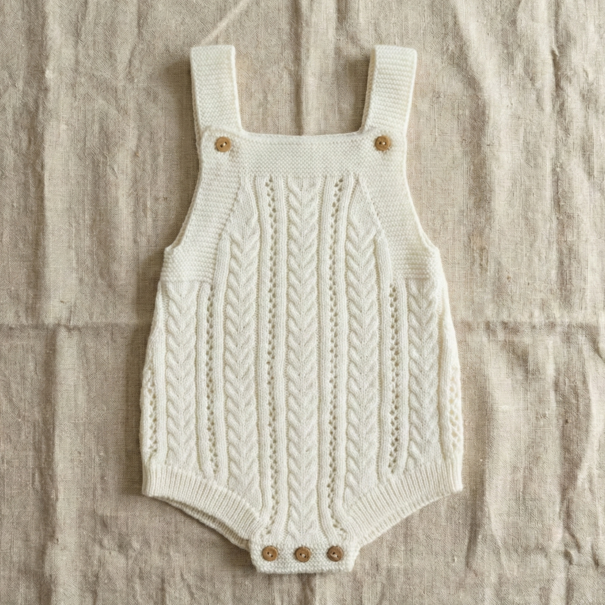 Strikket romper med kabelstrik i bomuld