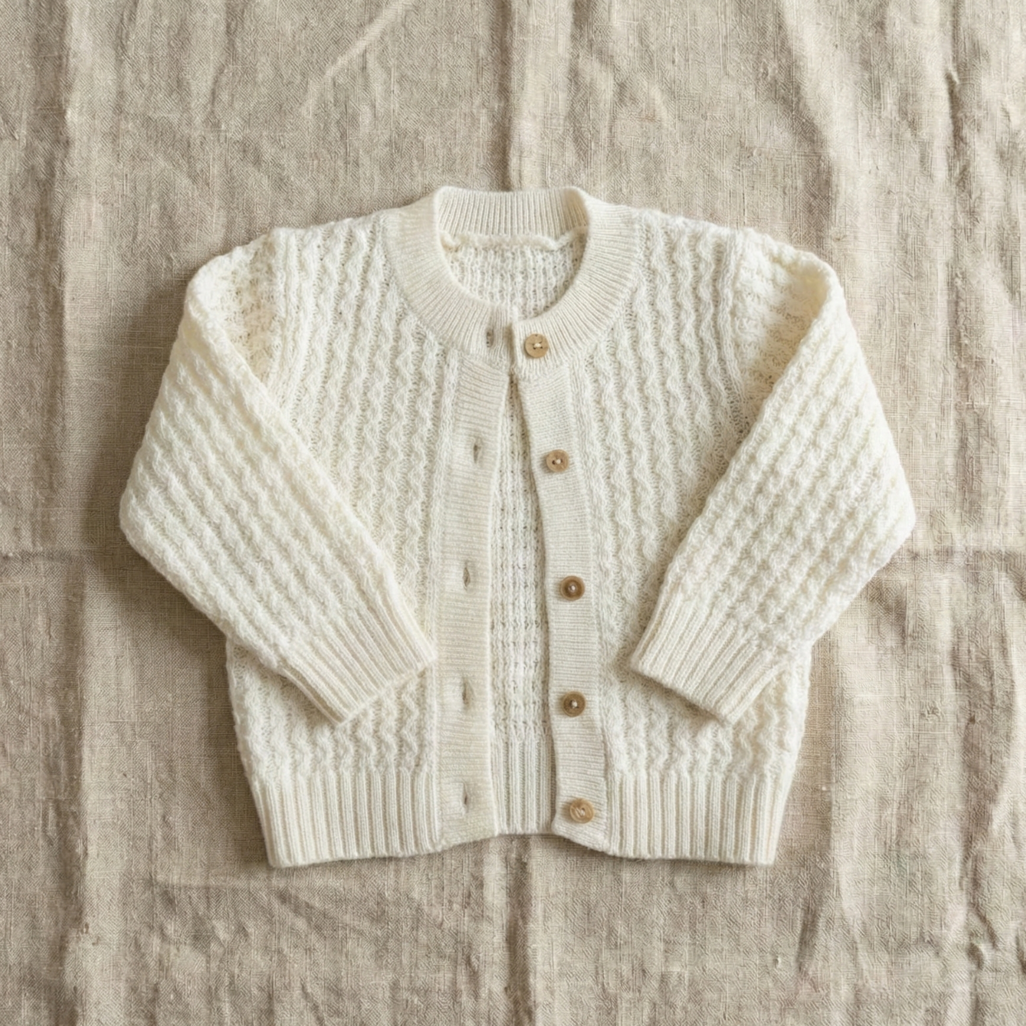 Strikket strukturcardigan i 100% bomuld